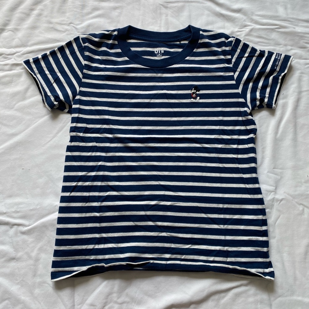 Uniqlo x Disney Navy Blue & White Stripped Minnie Mouse T-Shirt